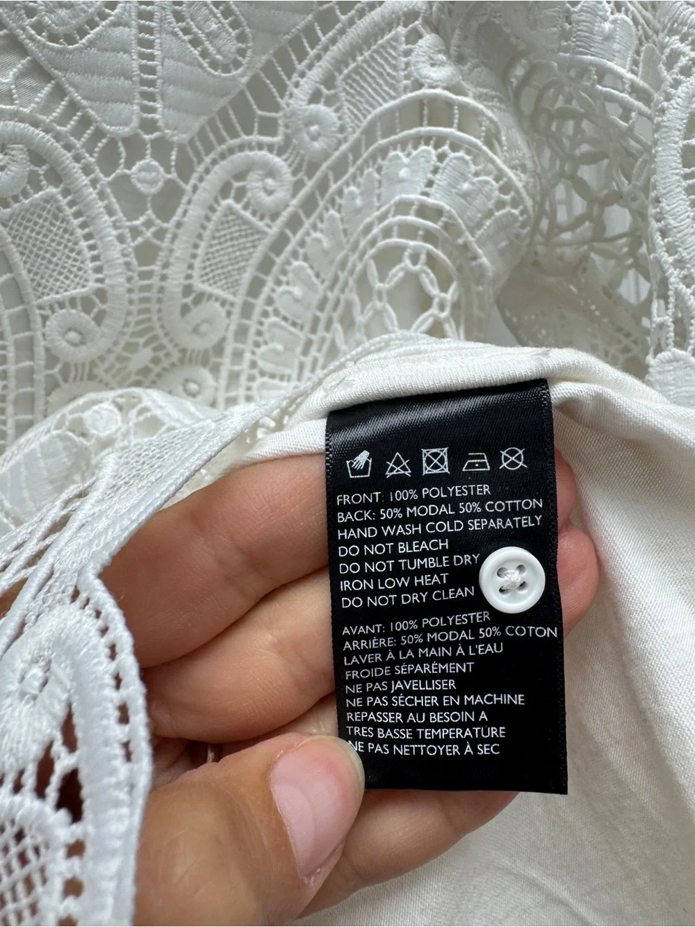 Anthropologie White Circular Lace High-Neck Blouse